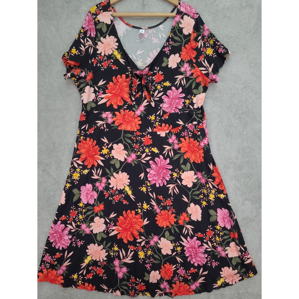 Old Navy 3X Plus Floral Print Fit & Flare‎ Midi Dress Stretch Comfort BOHO